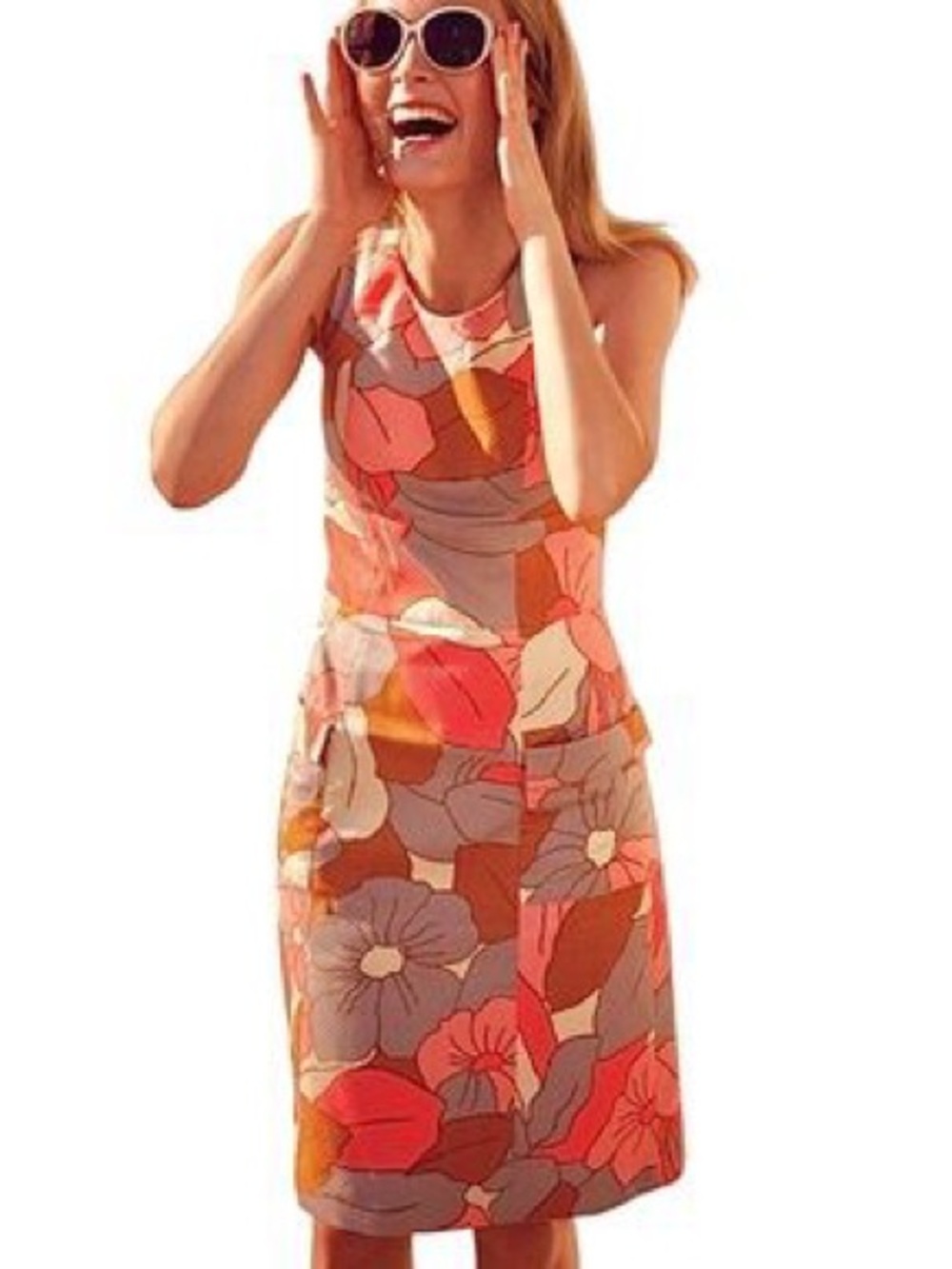 Boden bloom through gloom retro 70’s shift dress 16 Floral Spring Feminine pink